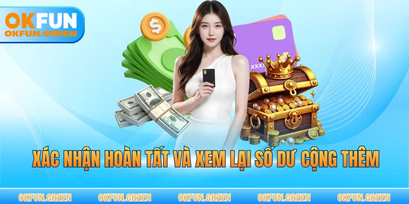 Xác nhận hoàn tất và xem lại số dư cộng thêm